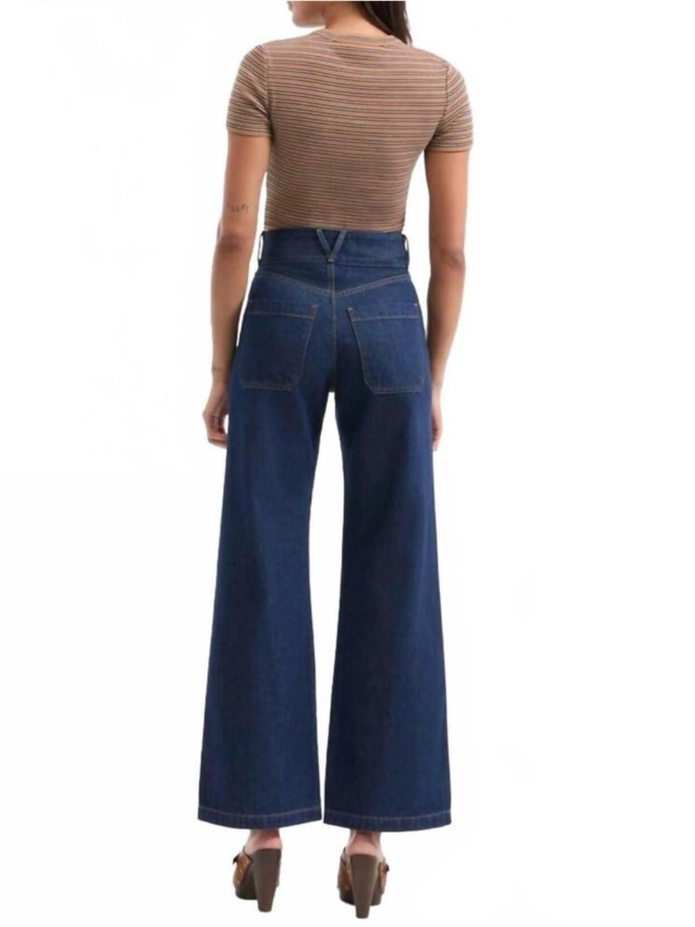 Veronica Beard Taylor Wide Leg High Rise Patch Pocket Jeans Indigo Rinse Size 26 - Picture 12 of 12